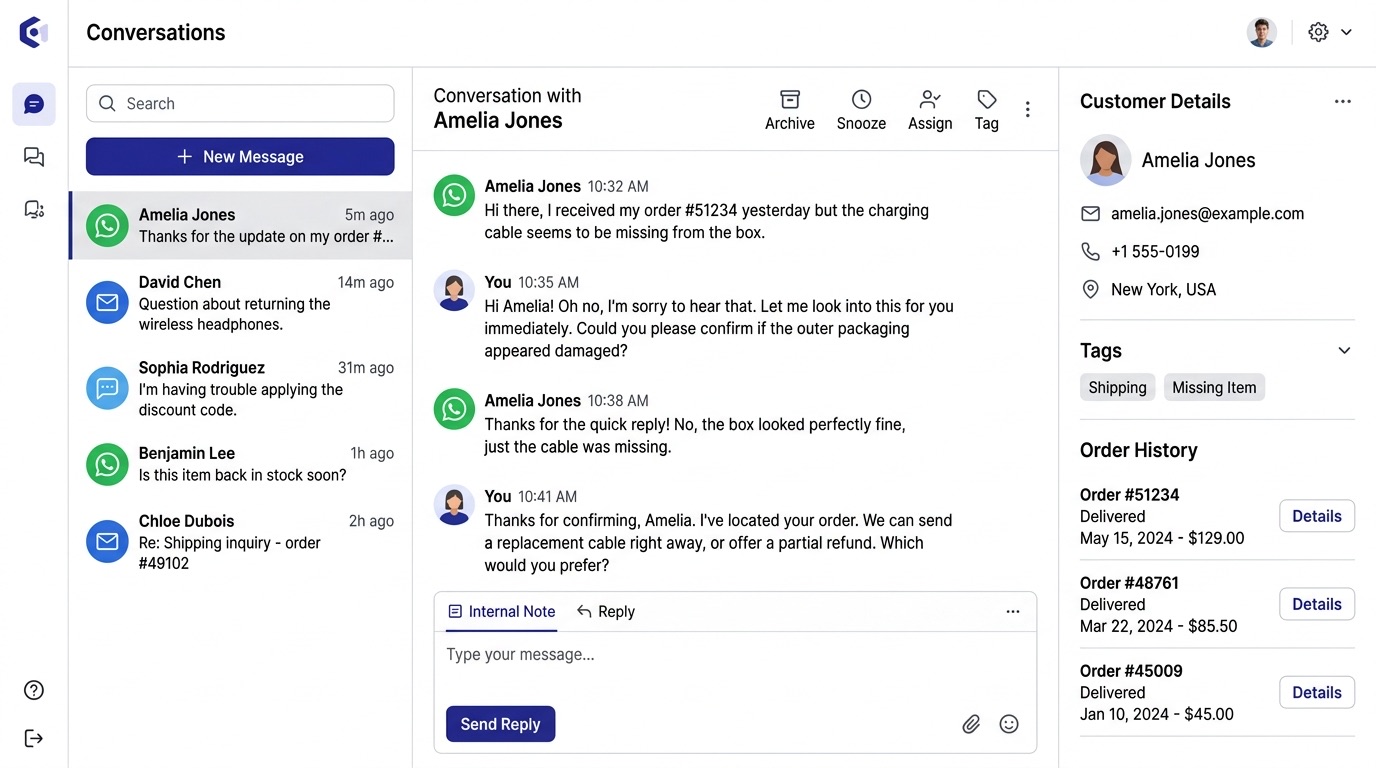 The ClawDesk unified inbox interface