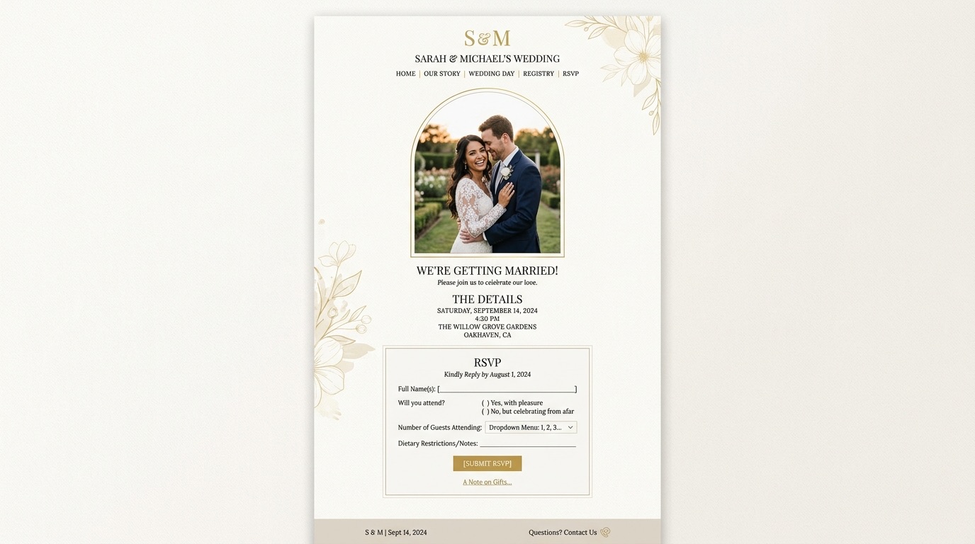A wedding website with RSVP