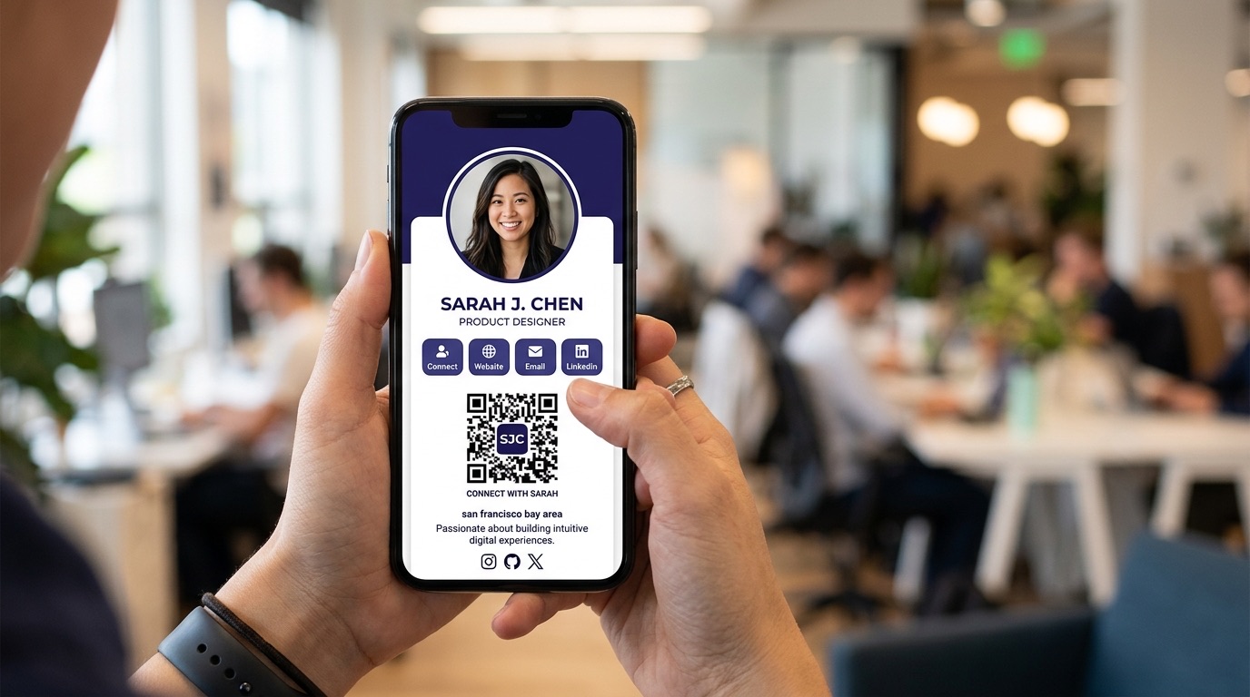 A digital business card on a phone