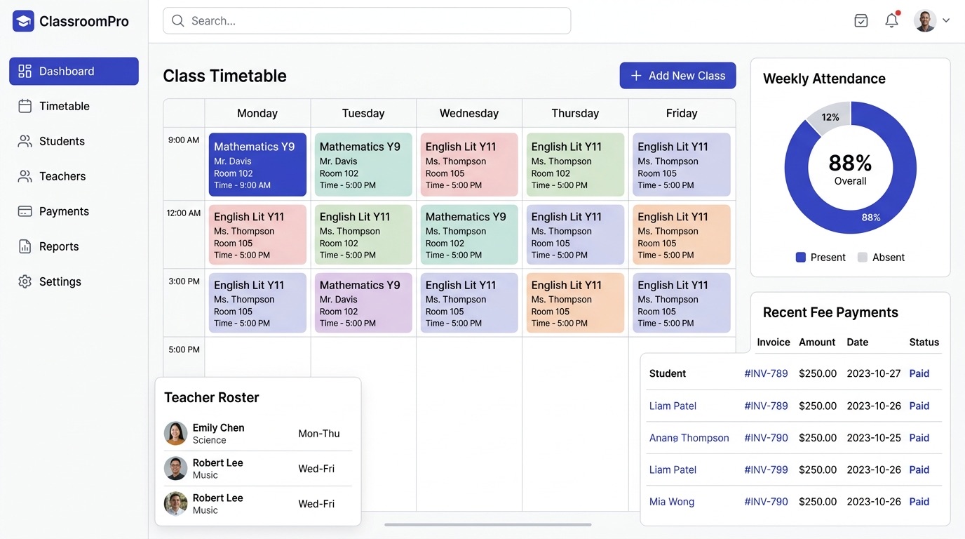 The IntelliTuition dashboard