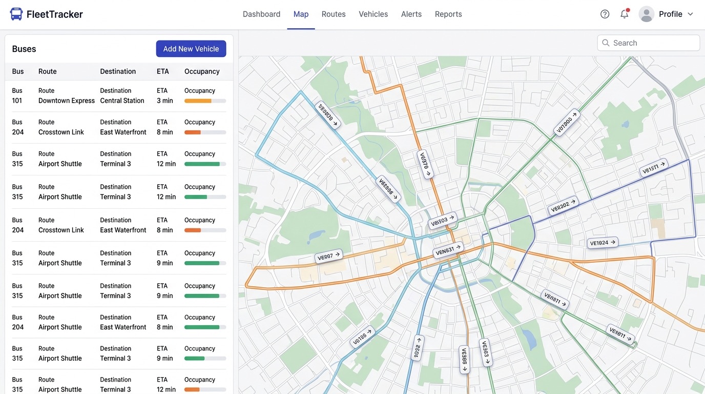 Live bus tracking map